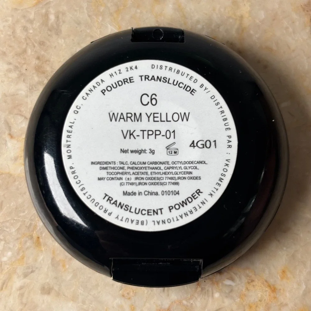 V Kosmetik Translucent Powder C6 Warm Yellow 3g Pressed Setting Matte Compact